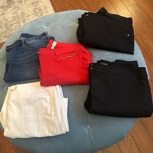 Chico’s Pants 5 pair bundle (size 3) - Red, (2) Black, White, and Jeggings.